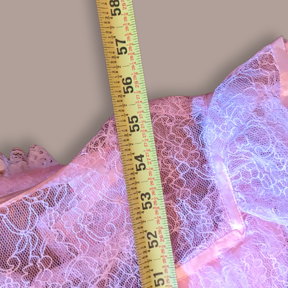 70s 80s Light Pink Lace Victorian Maxi Gown - Picture 8 of 10